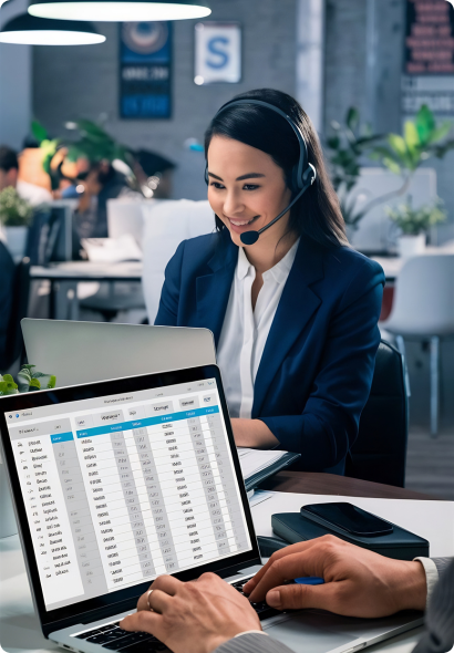 Support specialist working with a client