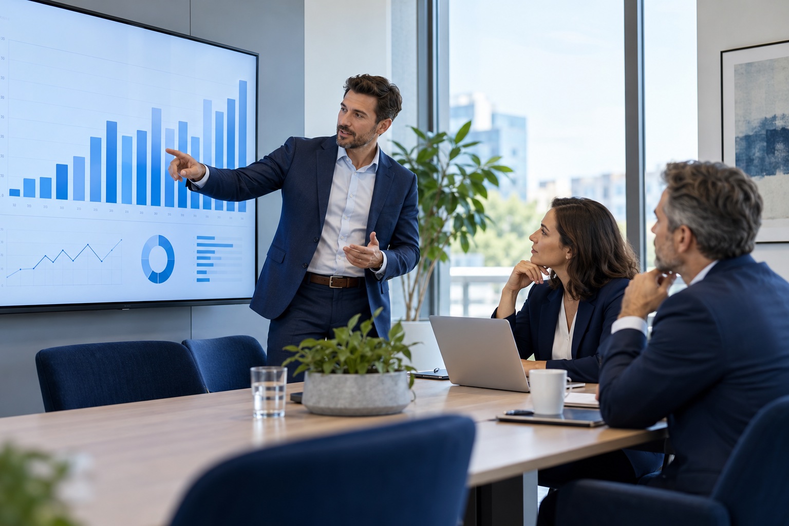 Data consultant helping business leaders interpret performance insights