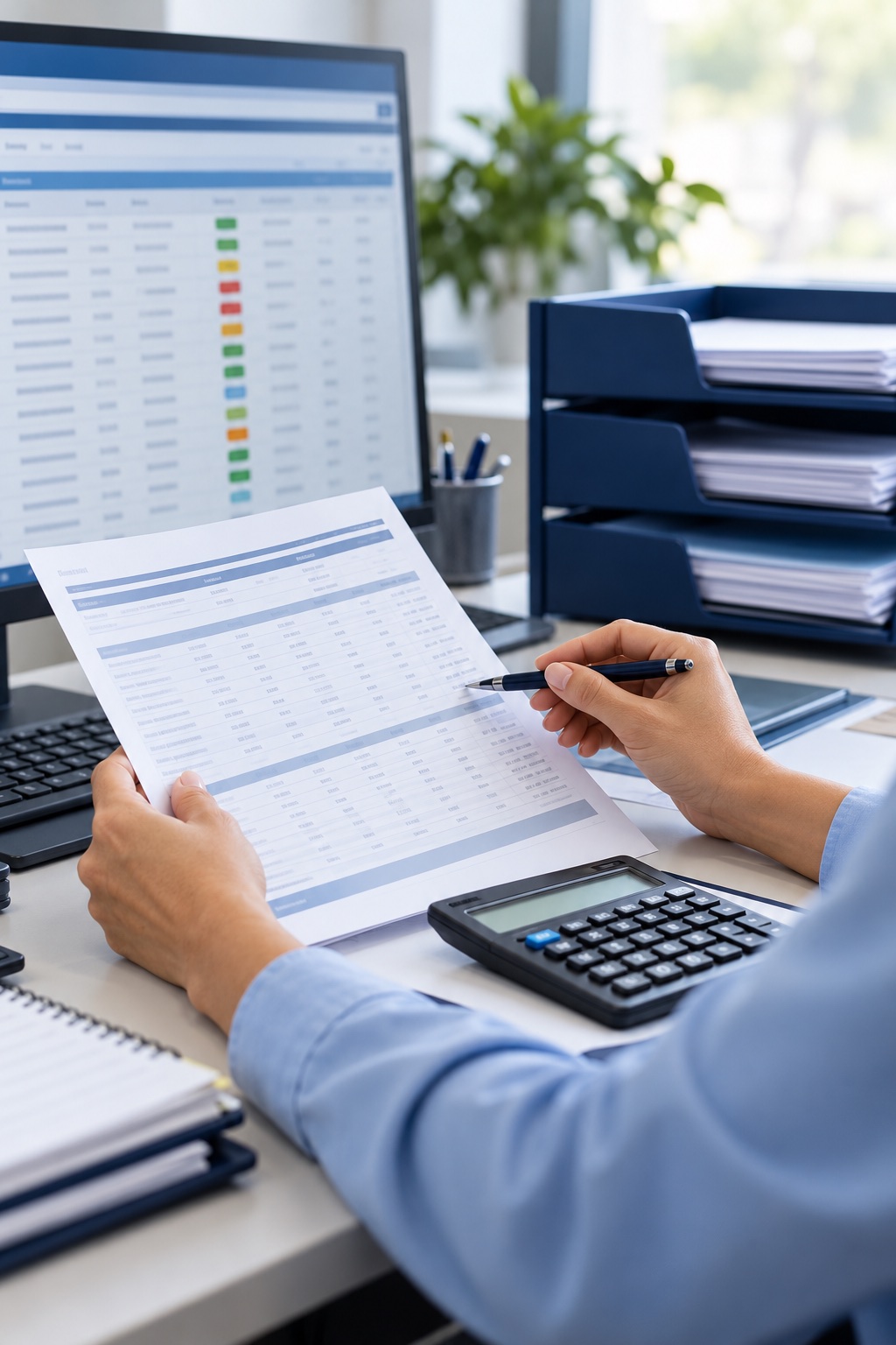 Billing analyst reconciling claims and payment records