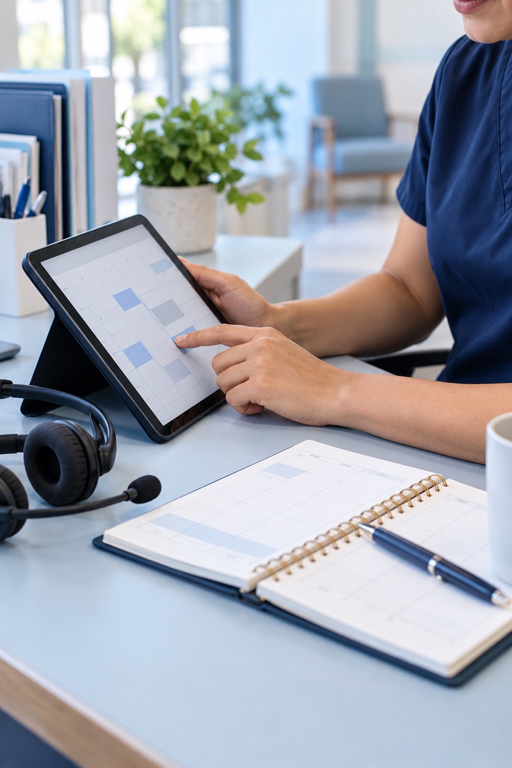 Appointment scheduling workflow on a tablet